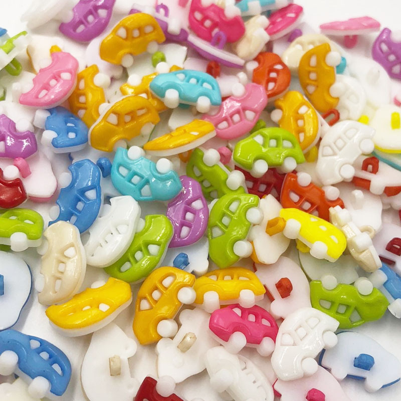 100 Chiếc Dụng Cụ May Vá Hình Xe Hơi Bằng Nhựa Màu Sắc Kẹo Ngọt