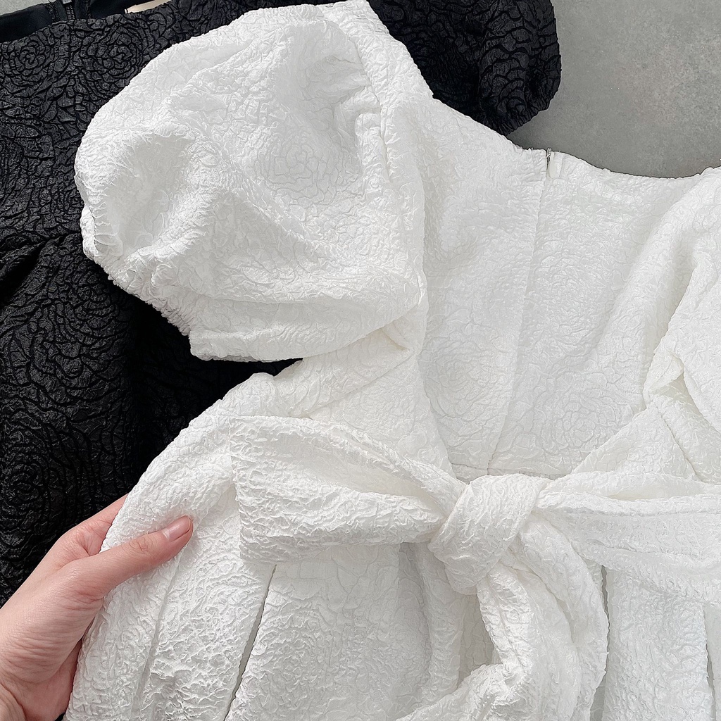 ÁO BABY DOLL NƠ LƯNG 2 MÀU TRẮNG ĐEN - KRISTY DOLL TOP | BigBuy360 - bigbuy360.vn