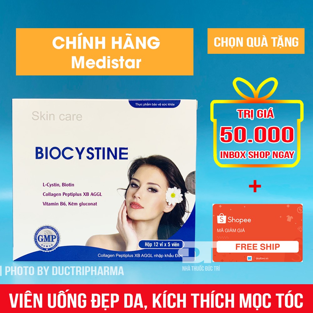 BIOCYSTINE (L-Cystin) - Viên uống đẹp da, hỗ trợ giảm thâm nám, mọc tóc, chống lão hóa