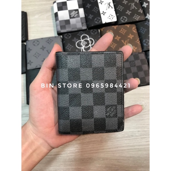 Ví da nam LV gập đôi dáng đứng cao cấp, Bóp gấp LV nhỏ gọn tiện lợi giá rẻ, Bin Store