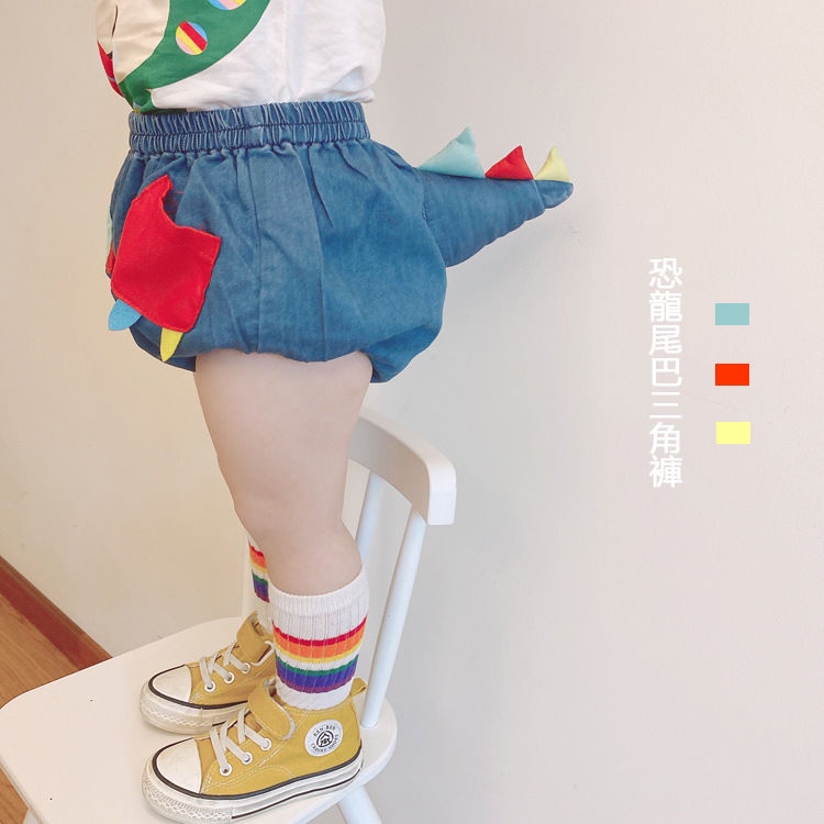 Quần Jeans Ngắn In Hình Khủng Long Hoạt Hình Dành Cho Trẻ Em