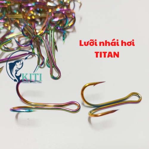 Lưỡi nhái hơi TITAN , Lưỡi câu đôi TITAN dùng để câu lure, câu cá lóc làm bằng Titan , Ngạnh dài và chắc chắn
