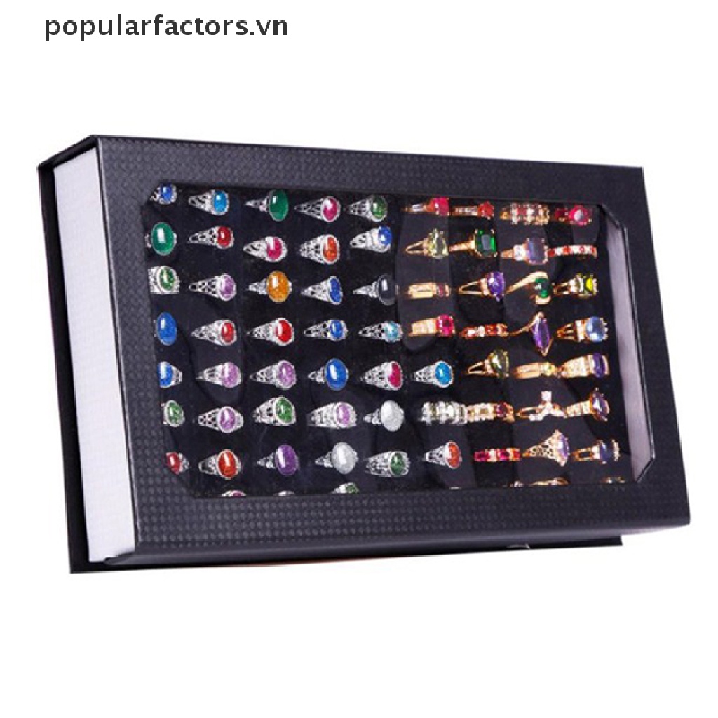 Hộp Đựng Nhẫn 72 Lỗ Hình Chữ Nhật Giá Đỡ