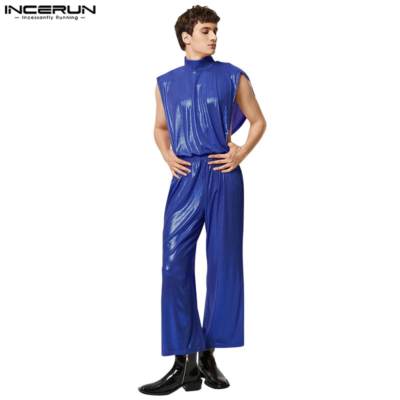 Jumpsuit Sát Nách Dáng Rộng INCERUN Vintage Cho Nam