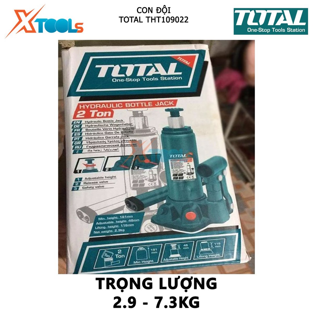 Con đội thủy lực TOTAL THT109302 kích thủy lực Khả năng đội 2-30 tấn, Chiều cao nhỏ nhất 181mm - 465mm kích nâng các vật