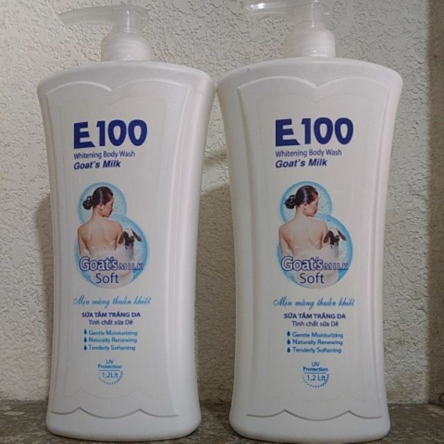 Sữa tắm trắng da E100 1,2L tinh chất sữa dê
