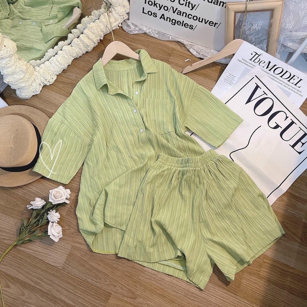 Set áo hở lưng mix quần short chất mềm bao đẹp