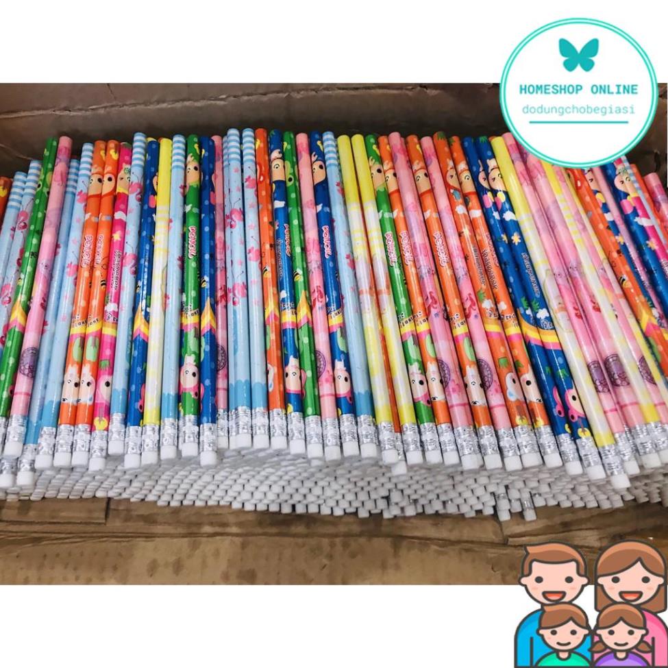 Bút chì HB kèm tẩy hoạt hình dễ thương cho bé