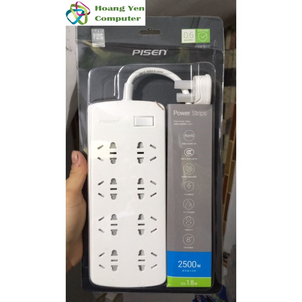 Ổ Cắm Điện Power Strip 008 8 Ổ Cắm Điện - BH 6 Tháng Chính Hãng - Hoàng Yến Computer