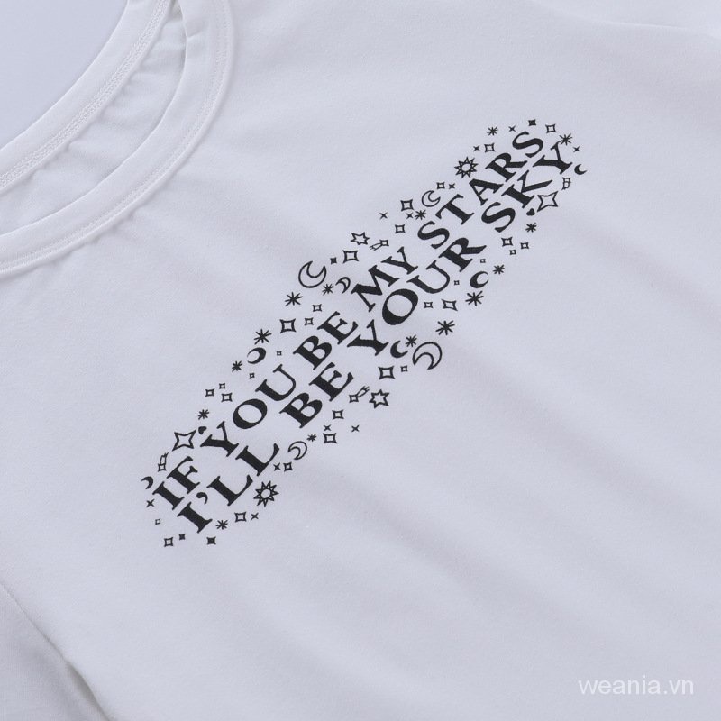 Áo thun tay slim ngắn in chữ 3IJ4