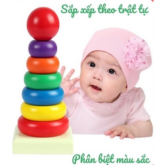 Đồ chơi xếp tháp bằng gỗ cho bé size bé