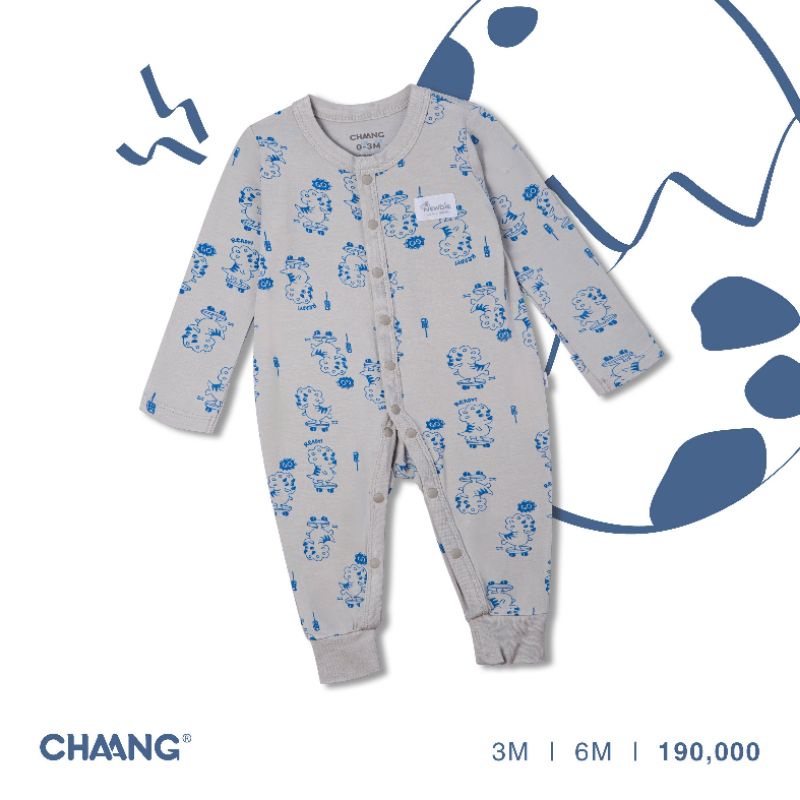 [CHAANG 2021- DINO&amp;PONY] Bộ body dài cúc giữa sơ sinh