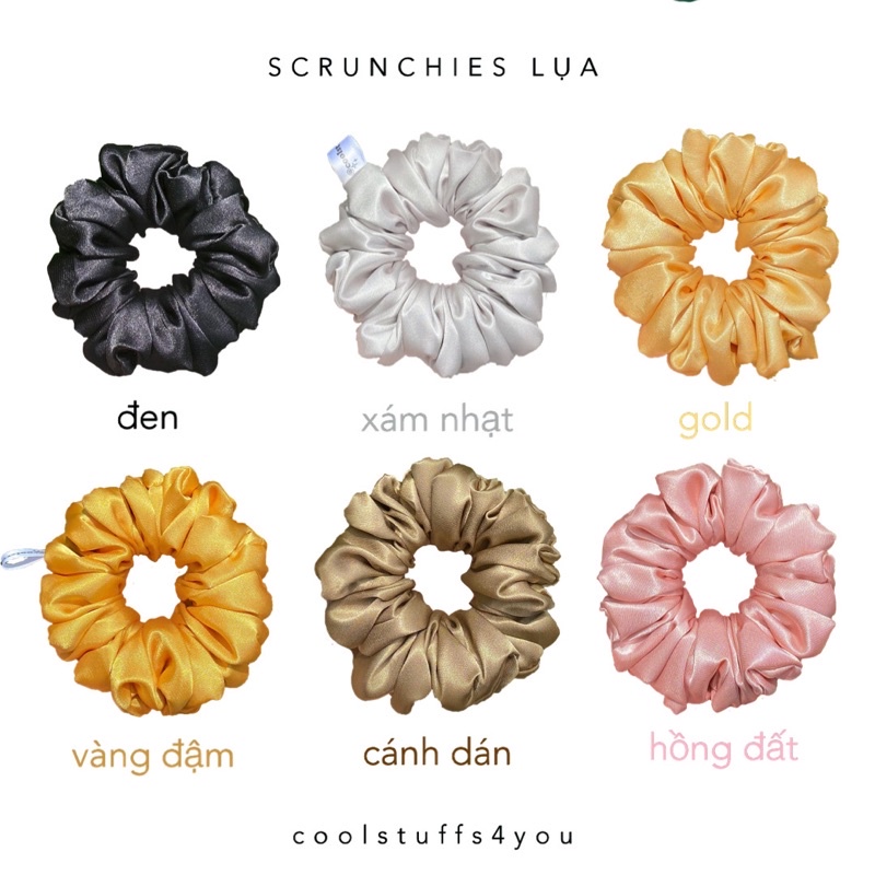 Bảng màu lụa✨Scrunchies lụa vải mềm mịn size thường