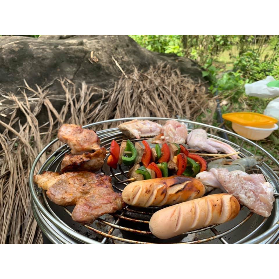 Bếp nướng than hoa Nam Hồng màu đen tặng kèm kẹp gắp thức ăn