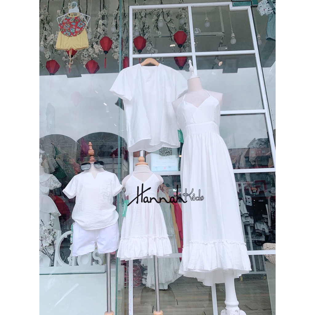 Đồ Đôi Gia Đình, Đầm Đôi Mẹ Và Bé Đi Biển, Đầm Maxi Đũi Trắng Cho Mẹ Và Bé HANNAH KIDS