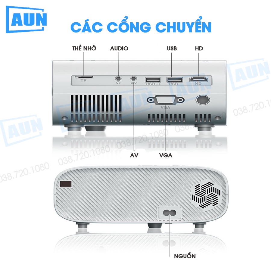 Máy chiếu mini AUN HD C90 - Độ phân giải thực chuẩn HD - Kết nối điện thoại, laptop - Độ sáng cao - Bảo hành 12 tháng