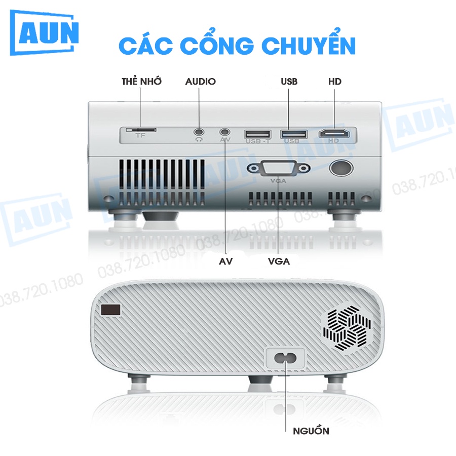 [TẶNG MÀN CHIẾU VÀ TÚI] Máy chiếu mini AUN C90PRO 2022 - Độ phân giải thực chuẩn HD - Độ sáng cao - Bảo hành 12 tháng