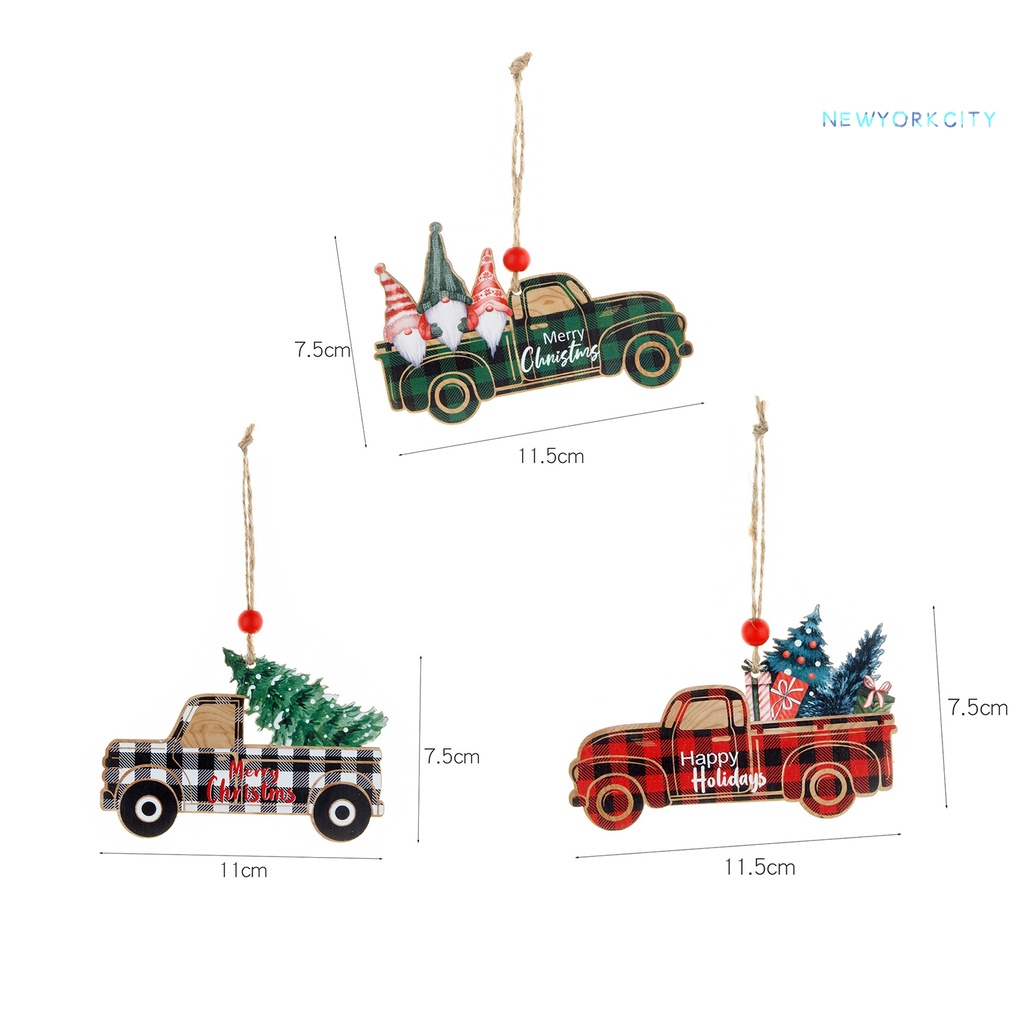 Ny- Mặt Dây Chuyền Bằng Gỗ Chống Dao Vẽ Màu Giáng Sinh Có Dây Buộc Chắc Chắn Dùng Làm Quà Tặng