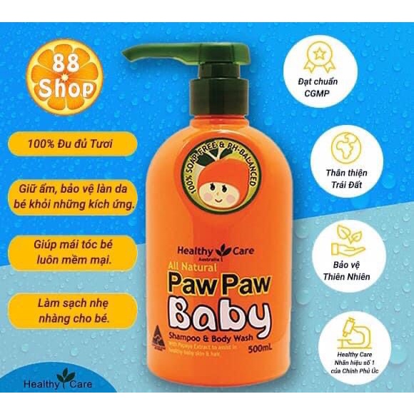 Sữa Tắm Đu Đủ Paw Paw Baby Healthy Care 500ml của Úc, Hàng Chuẩn Úc  Đi Air