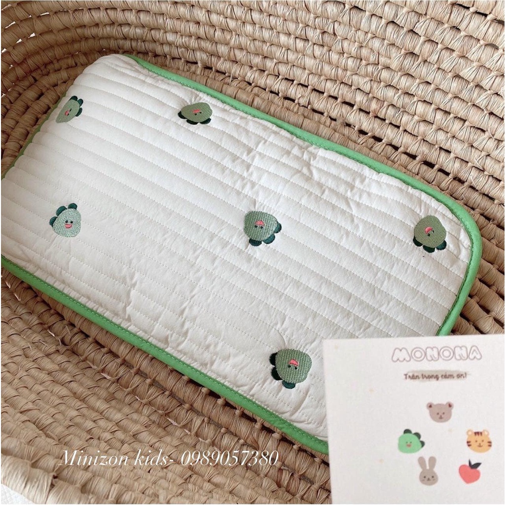Gối nằm 3D thoáng khí thêu hình cho bé hàng xuất Hàn cao cấp