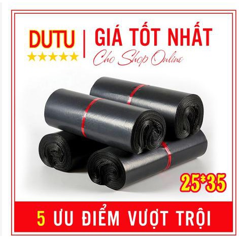 [Siêu Rẻ] 100 Túi Đóng Gói Hàng, KT : 25x35, túi Niêm Phong Tự Dính Cao Cấp siêu bền siêu dính (Màu đen)