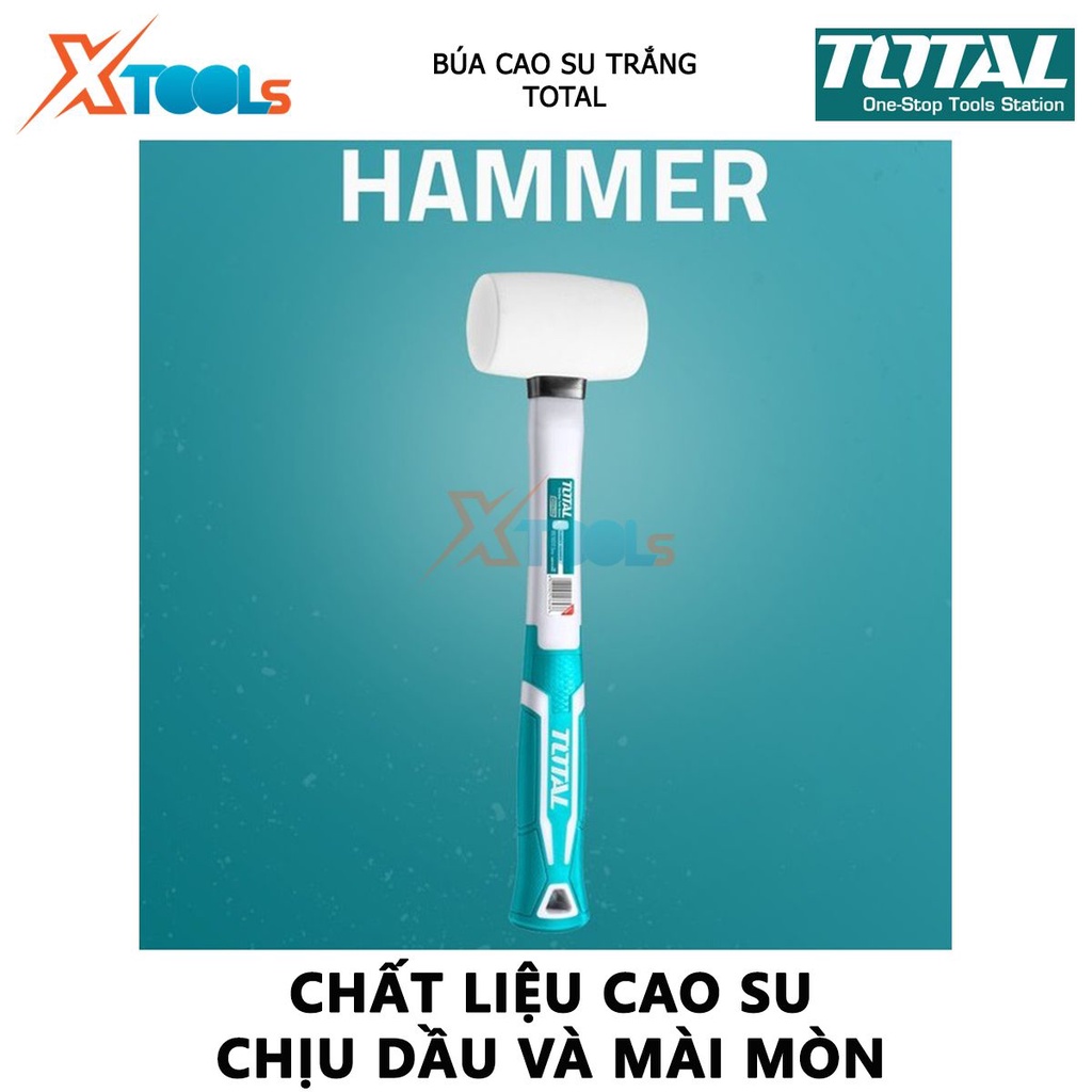 Búa cao su trắng TOTAL | búa cầm tay mini Chất liệu: Cao su chịu dầu và chịu mài mòn, dùng cho những bề mặt, vật liệu dễ