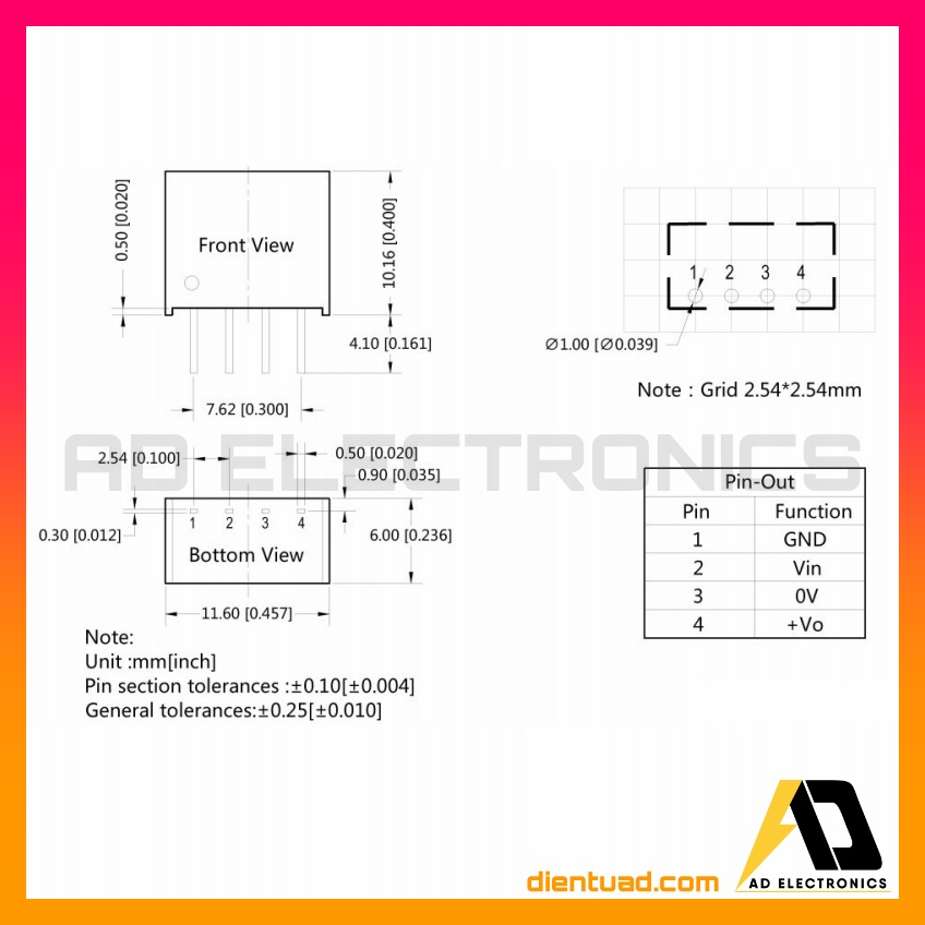 Module mạch cách ly nguồn B0505S 1W dùng nguồn 5VDC chất lượng cao