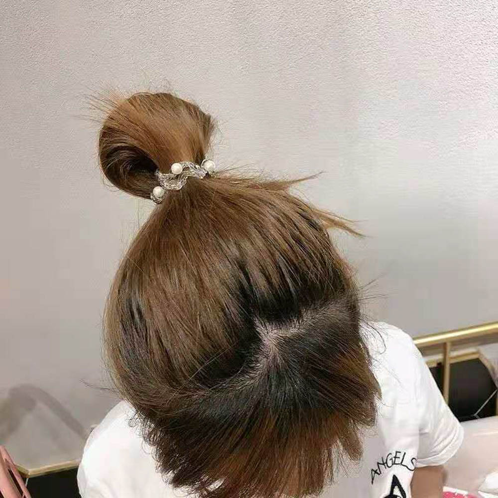 Dây buộc tóc kiểu lò xo co giãn trong suốt lấp lánh thời trang dành cho nữ