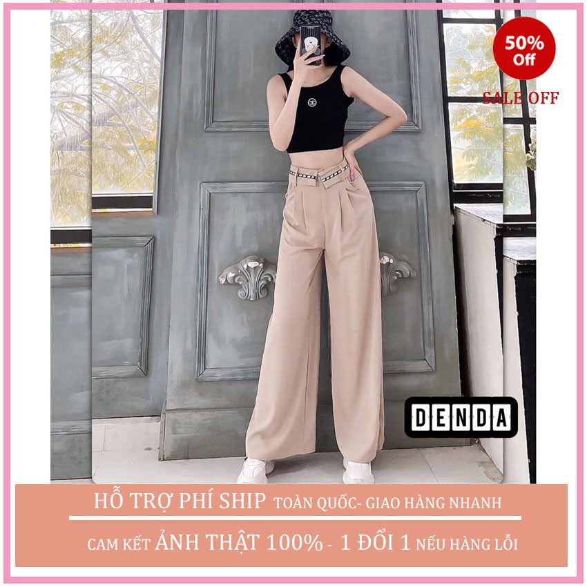 Quần tây quần vải  ống rộng dáng xuông nữ cạp viền chữ thời trang HÀN QUỐC , siêu phẩm của năm 2020 | BigBuy360 - bigbuy360.vn