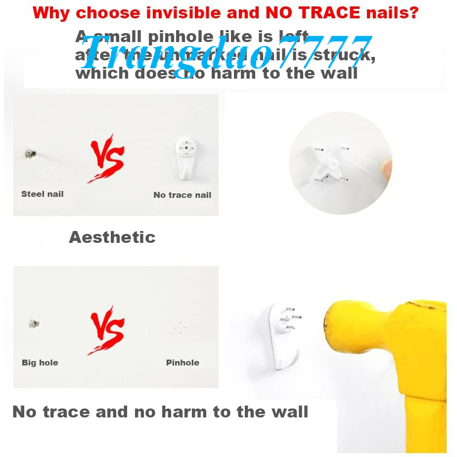 Đinh Ghim 4 Chân  Đóng Tường Treo Khung Tranh Móc Treo Ảnh Vật Dụng Không Cần Khoan Frame Picture Hanger