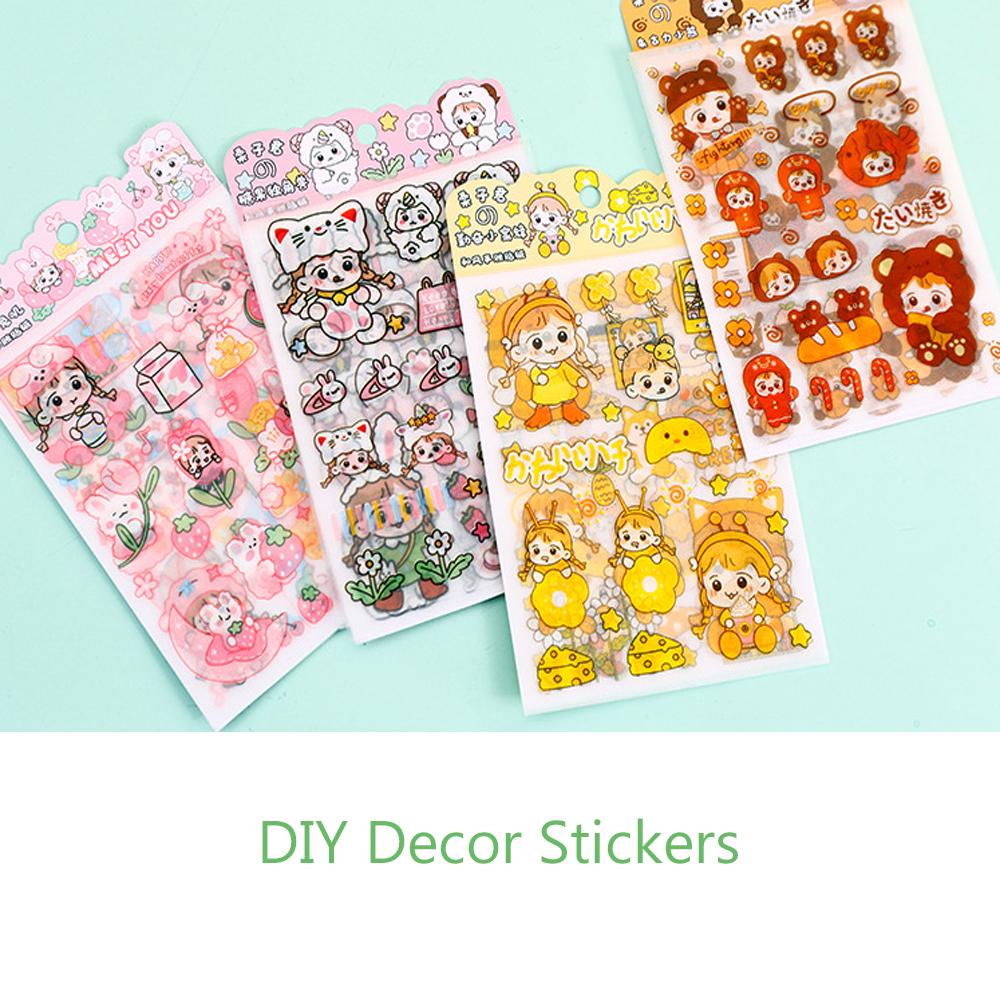 Set 4 Tấm Hình Dán Trang Trí Hình Động Vật Dễ Thương Xinh Xắn