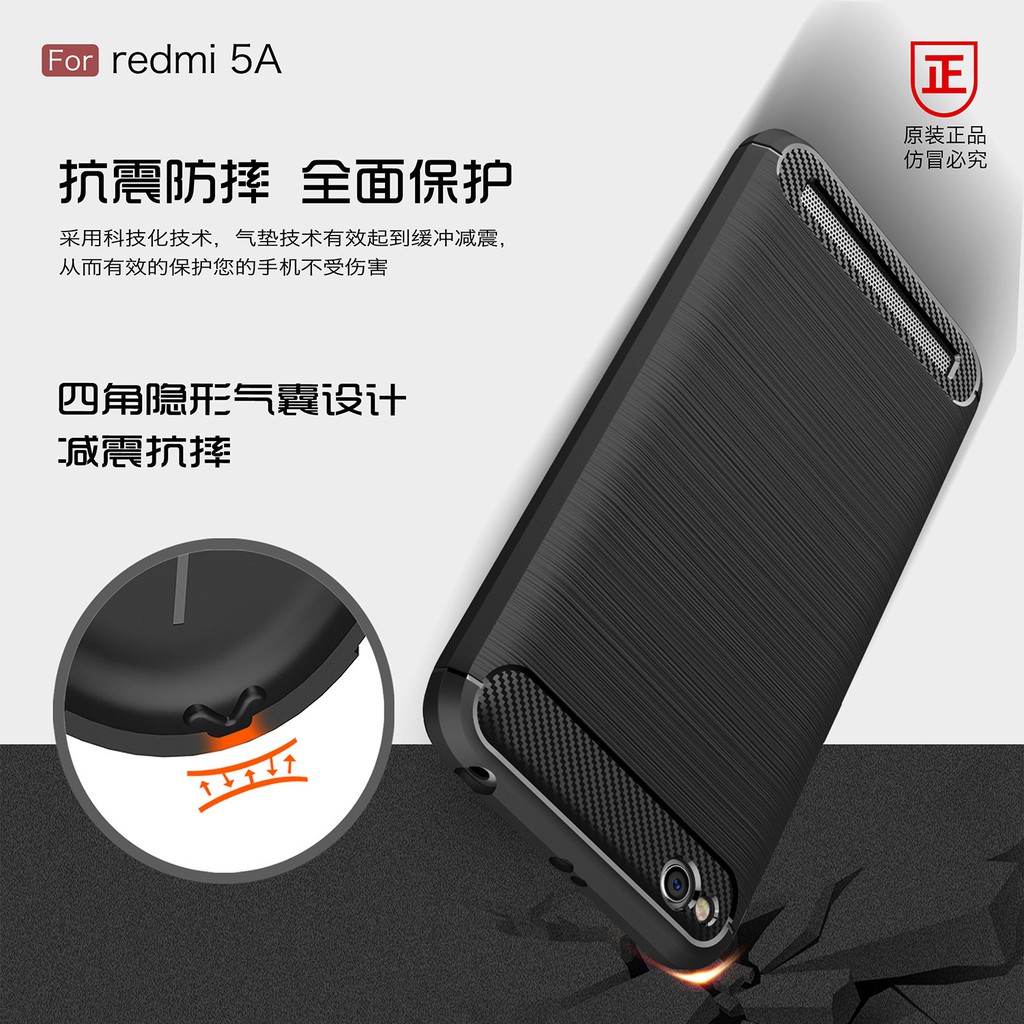 Ốp Xiaomi Redmi 5A chống shock vân xước fiber cacbon hàng cao cấp Fullbox .