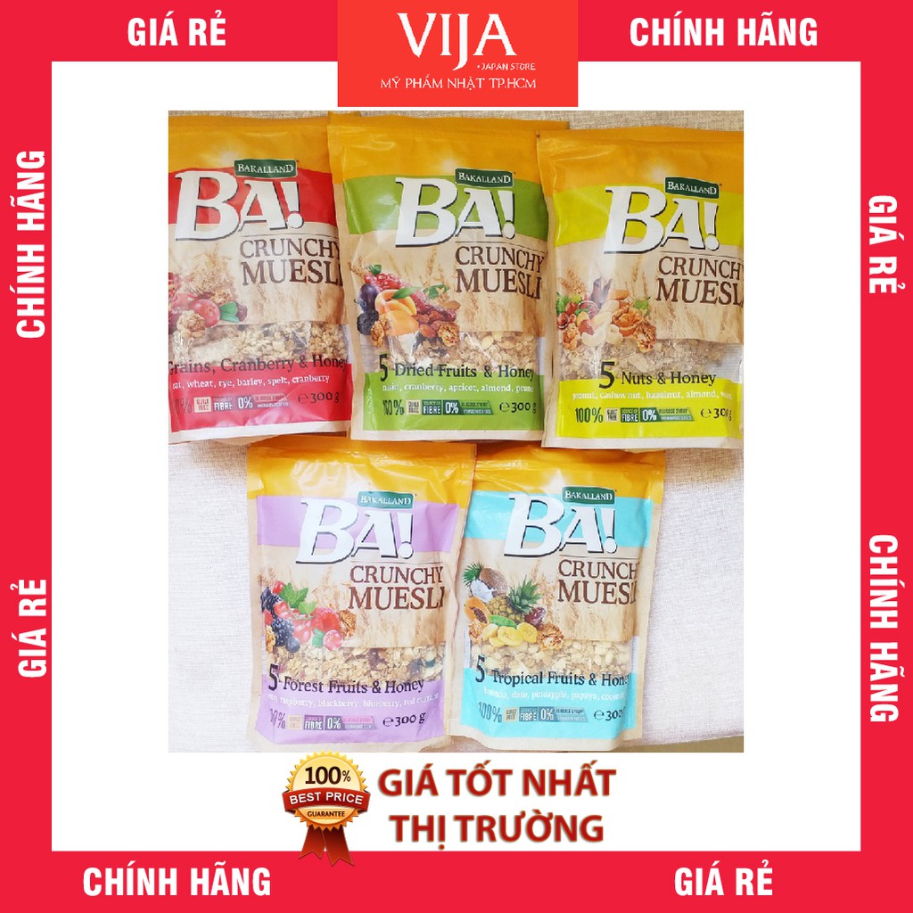 Ngũ Cốc ăn kiêng Bakalland Muesli 5 Loại Hạt và Mật Ong Gói 300G | BigBuy360 - bigbuy360.vn