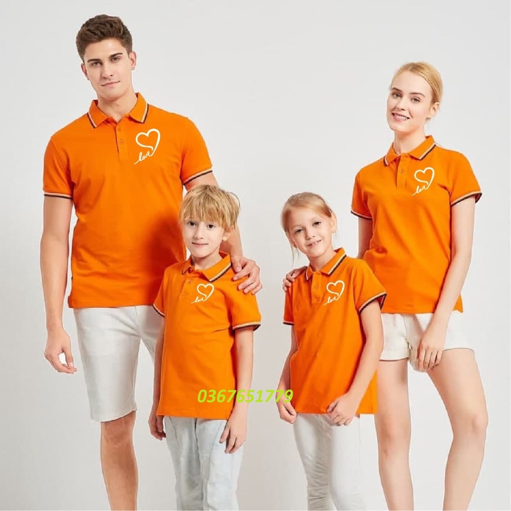 Áo thun polo viền đủ màu - in hình chữ Love