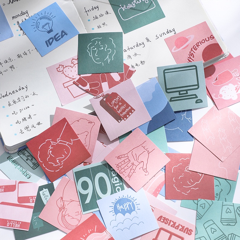 Set 40 tờ nhãn dán giấy trang trí sổ tay album ảnh