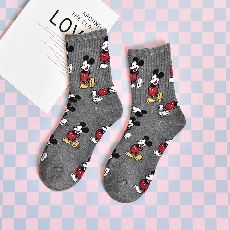 tất nữ cổ cao in hình hoạt hình Mickey TN81