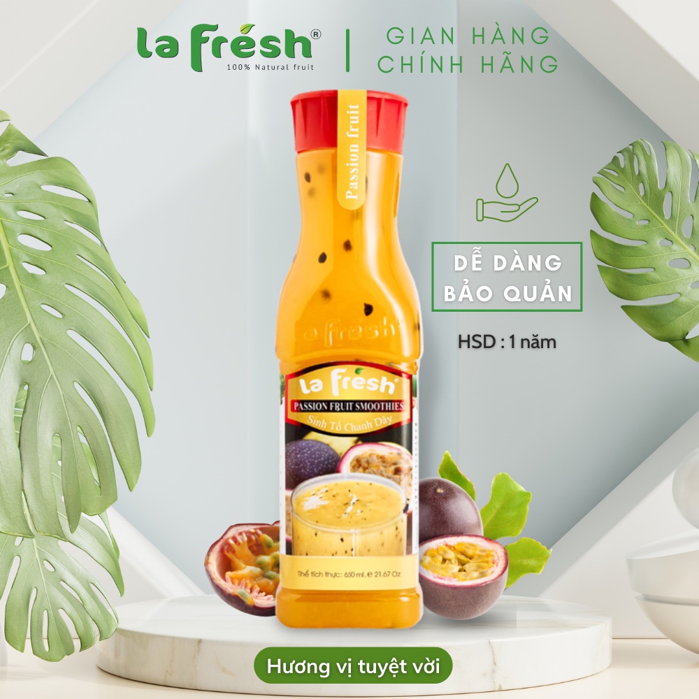 Sinh Tố Chanh Dây Lafresh Đà Lạt Chai 650ml - Chuyên Dùng Pha Chế