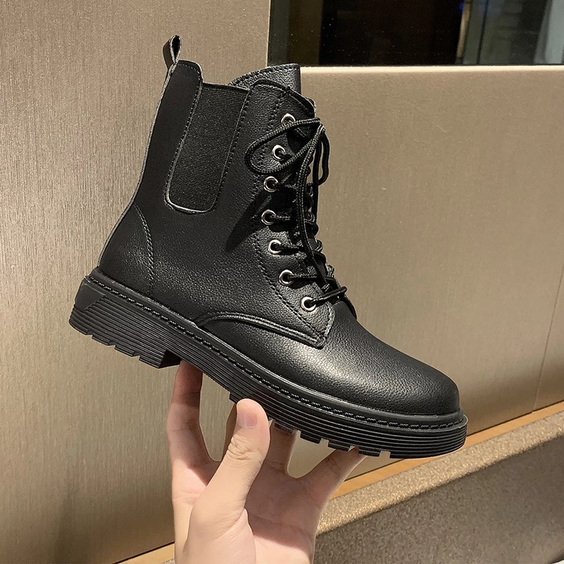 Boot Da Bóng + Da Mờ Nữ Cao Cổ Đế Răng Cưa Phong Cách Hàn Quốc | BigBuy360 - bigbuy360.vn