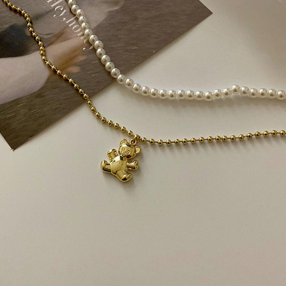 Vòng cổ Hai Lớp Mặt Hình Gấu Phong Cách Hip Hop Cổ Điển Thời Trang Cho Nữ