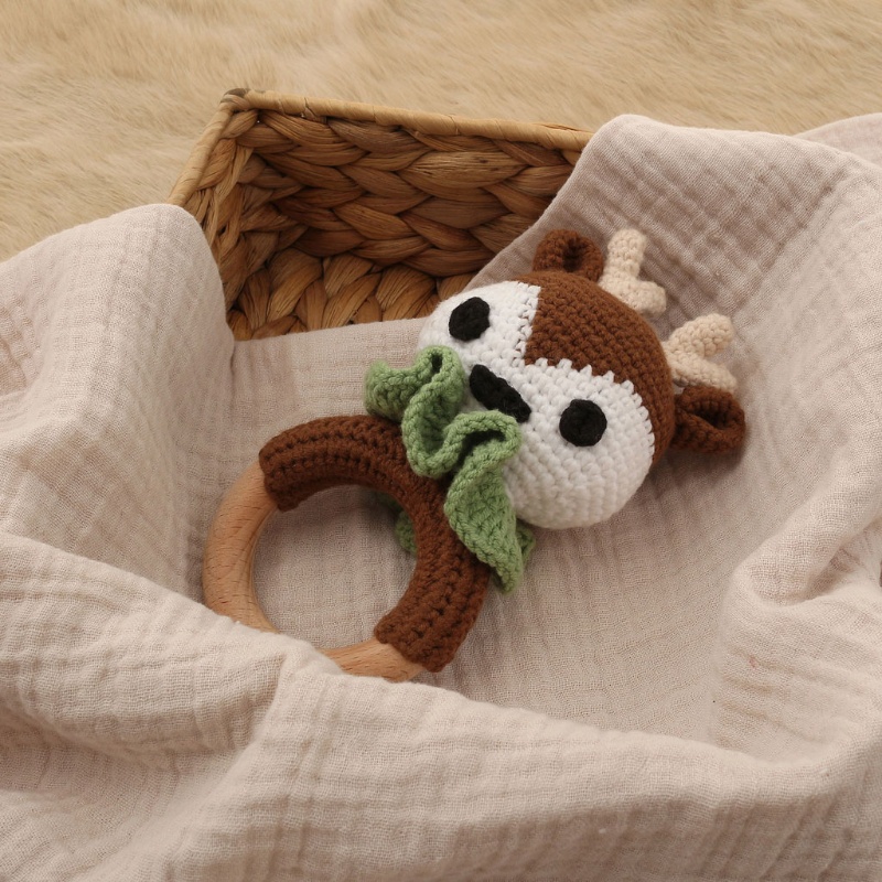 Đồ Chơi Lục Lạc Đan Móc Hình Động Vật Dễ Thương Cho Bé Gặm Răng