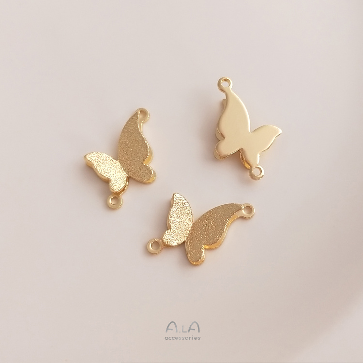 Mặt Dây Chuyền Hình Bướm Hai Lớp Bằng Đồng 14K Màu Sắc Thời Trang diy