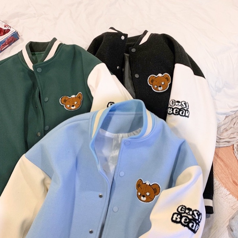 Áo khoác bomber thêu hình gấu bigsize 100kg