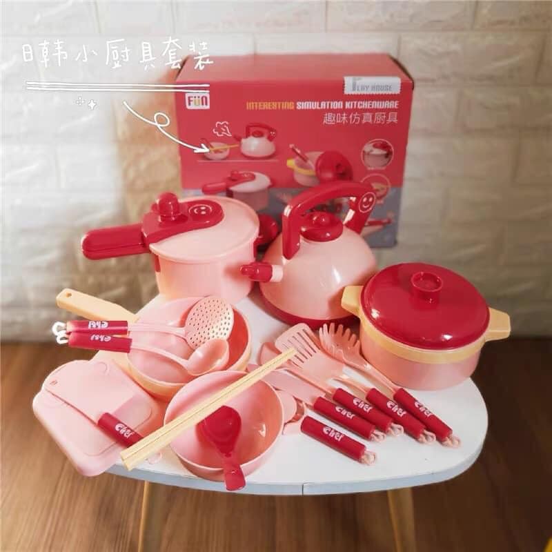 Bộ đồ chơi nấu ăn nhựa hồng cao cấp