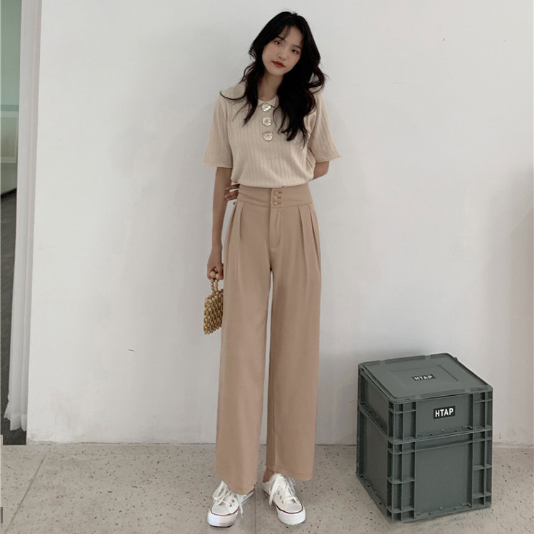 Quần Ống Suông Lưng Cao Trơn Màu Xinh Xắn Dành Cho Nữ 42104 | BigBuy360 - bigbuy360.vn