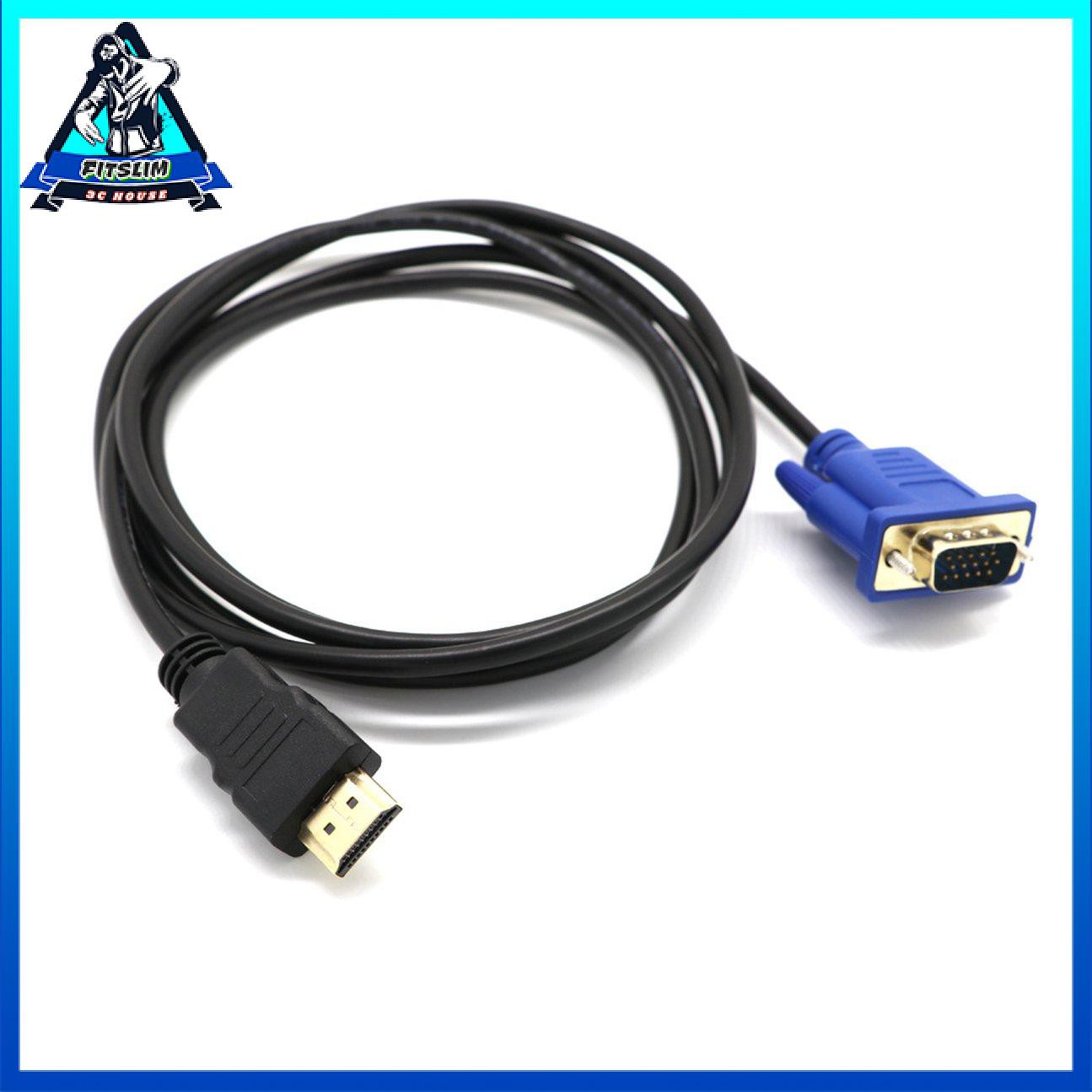 1.8M / 6FT Vàng HDMI Nam sang VGA Nam 15 Pin Cáp chuyển đổi video 1080P