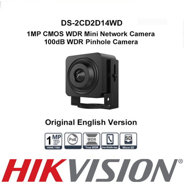 Camera IP bí mật HIKvision onvif DS-2CD2D14WD 1MP Chính hãng