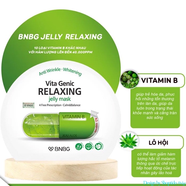 Combo 10 Mặt nạ BNBG thư giãn, phục hồi da Vita Genic Relaxing Jelly Mask 30ml NPP Shoptido