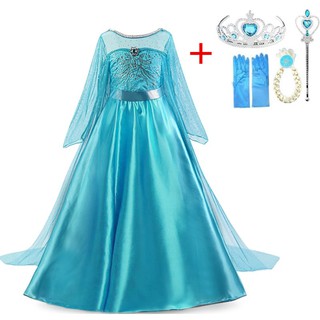 NNJXD Đầm hóa trang kiểu công chúa Elsa cho bé gái 4-10 tuổi