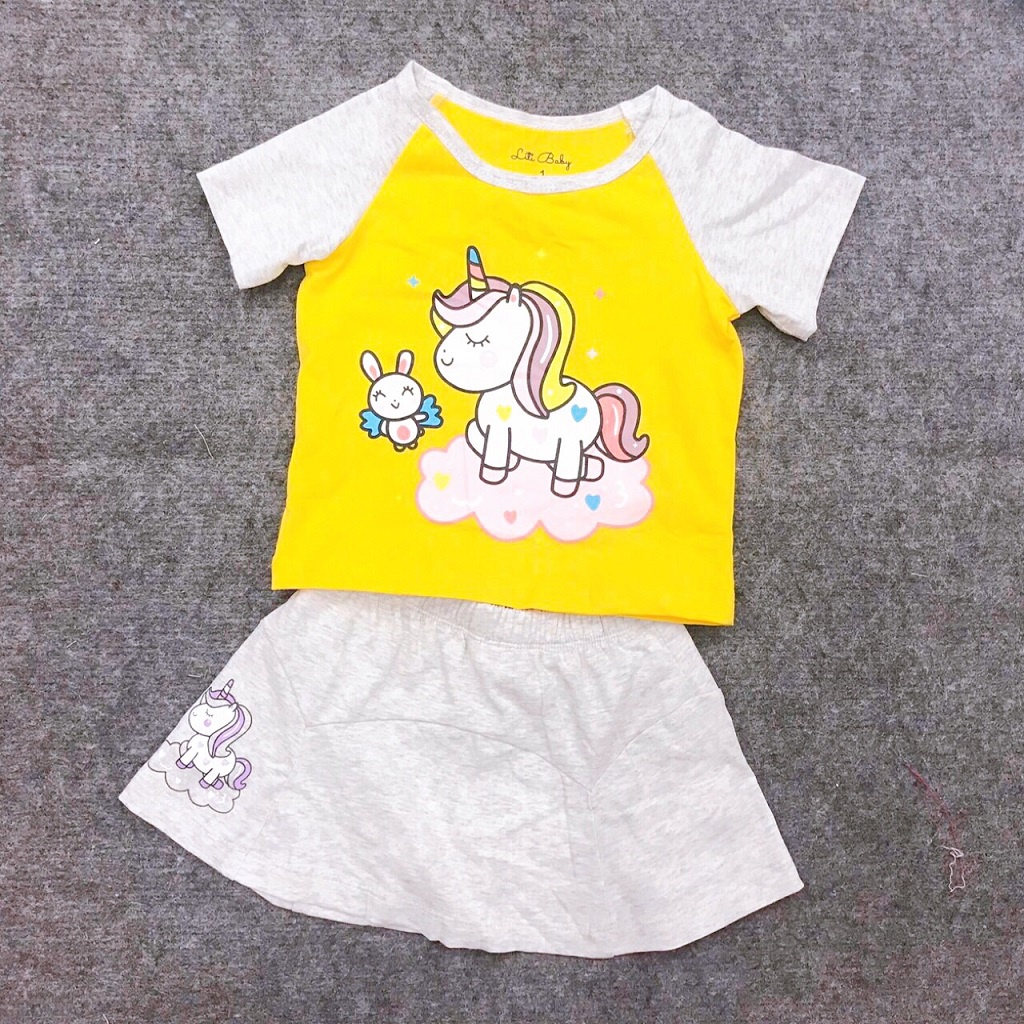 Đồ bộ thun bé gái, đồ bộ trẻ em chất cotton, có nhiều màu, size 2-10 tuổi - SUNKIDS