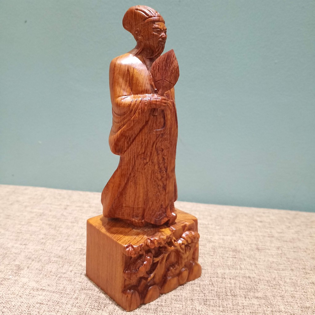 Tượng Khổng Minh  gỗ hương cao 20 cm